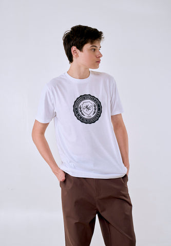 Mossimo Men's White Round Embossed Logo Classic Fit Tee