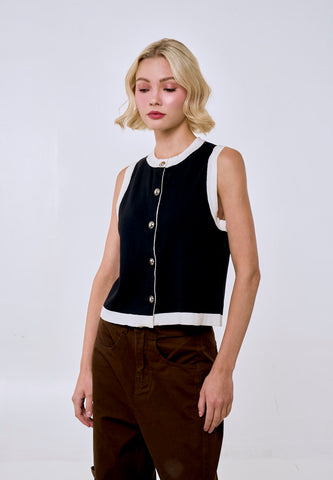 Mossimo Women's Black with Contrast Details Knitted Top