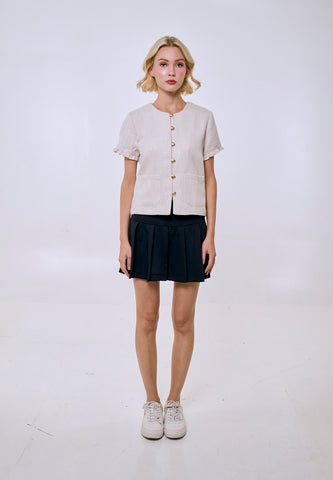 Mossimo Women's Cream Buttondown Tweed Top