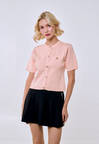 Mossimo Women's Pink Short Sleeves Knitted Top