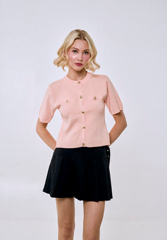 Mossimo Women's Pink Short Sleeves Knitted Top
