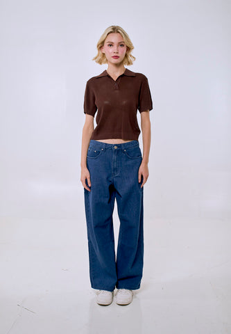 Mossimo Women's Choco Brown Textured Knitted Top
