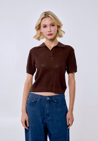 Mossimo Women's Choco Brown Textured Knitted Top