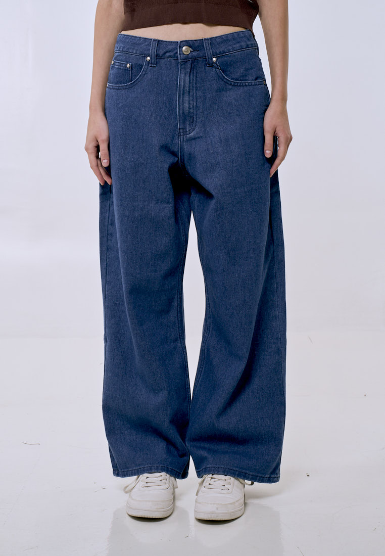 Mossimo Women's Med Blue Straight Loose Mid Rise Jeans