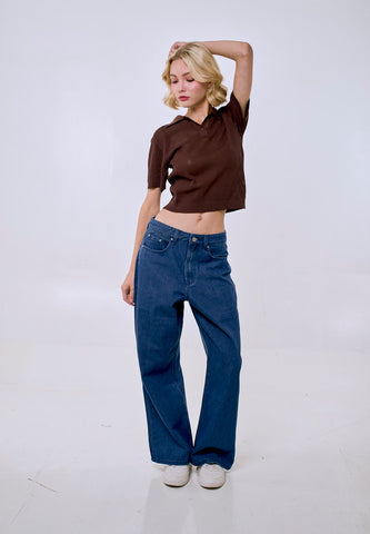 Mossimo Women's Med Blue Straight Loose Mid Rise Jeans