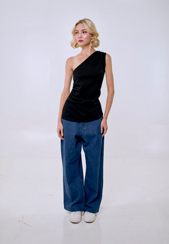 Mossimo Women's Asymmetrical Ruched Top