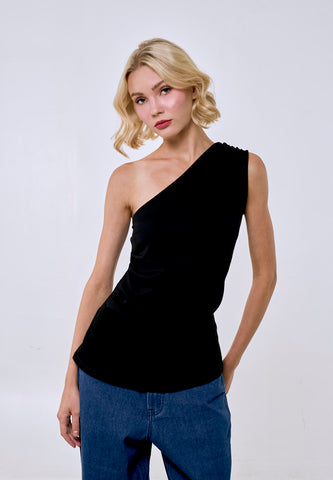 Mossimo Women's Asymmetrical Ruched Top