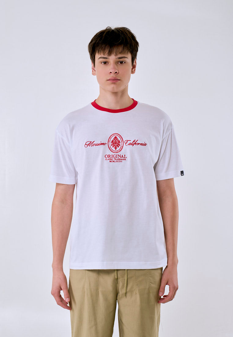 Mossimo Men's White Heritage Ringer Graphic Urban Fit Tee
