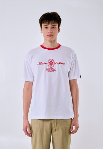 Mossimo Men's White Heritage Ringer Graphic Urban Fit Tee