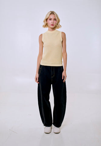 Mossimo Women's Butter Yellow Vintage Fit Knitted Top