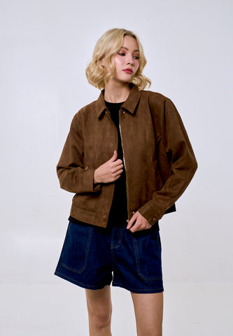 Mossimo Women's Coffee Classic Fit Suede Tweed Jacket