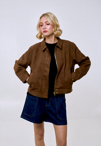 Mossimo Women's Coffee Classic Fit Suede Tweed Jacket