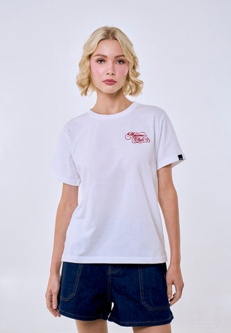 Mossimo Women's White Basic Logo Classic Fit Tee