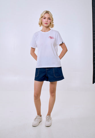 Mossimo Women's White Basic Logo Classic Fit Tee