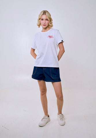 Mossimo Women's White Basic Logo Classic Fit Tee