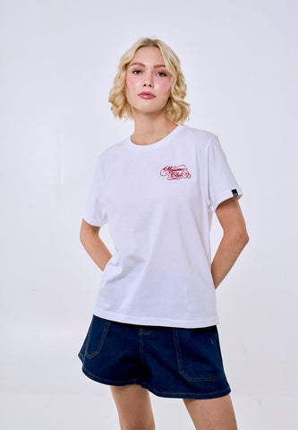 Mossimo Women's White Basic Logo Classic Fit Tee