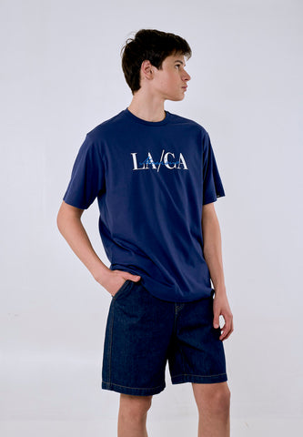 Mossimo Men's Navy LA/CA Graphic Comfort Fit Tee