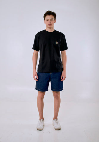 Mossimo Men's Black Embroidered Graphic Comfort Fit Tee w/ Back Print