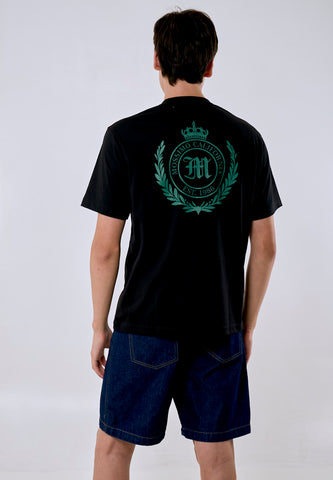 Mossimo Men's Black Embroidered Graphic Comfort Fit Tee w/ Back Print