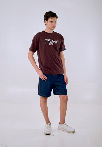 Mossimo Men's Brown Embossed Logo Comfort Fit Tee