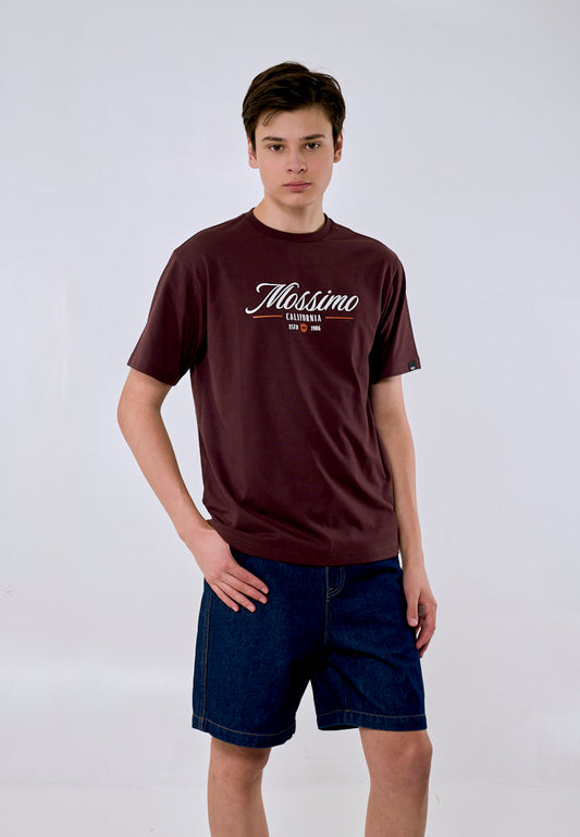 Mossimo Men's Brown Embossed Logo Comfort Fit Tee