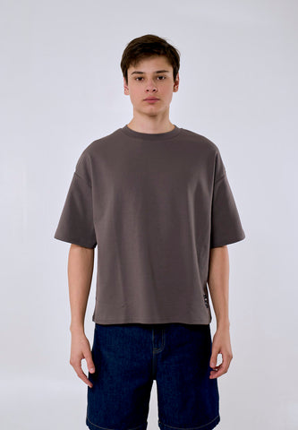 Mossimo Ace Gray Cropped Loose Fit Tee Premium Round Neck For Men