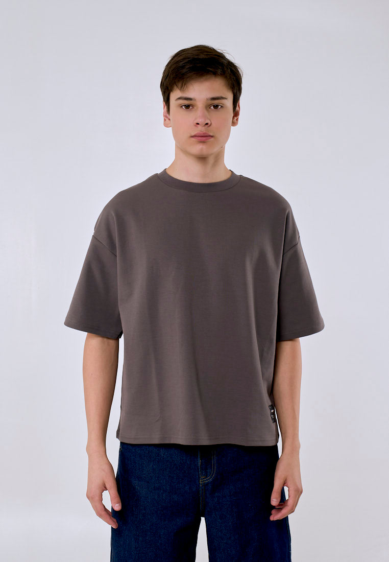 Mossimo Ace Gray Cropped Loose Fit Tee Premium Round Neck For Men