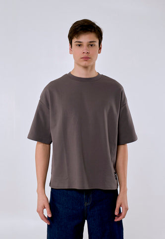 Mossimo Ace Gray Cropped Loose Fit Tee Premium Round Neck For Men