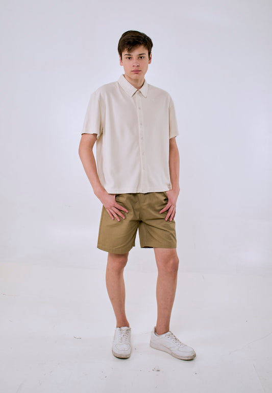 Mossimo Men's Off White Fashion Boxy Buttondown Polo Shirt