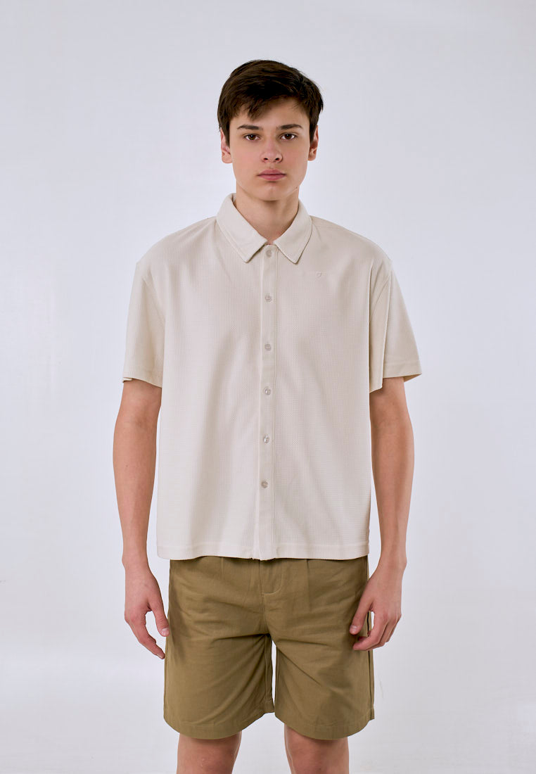 Mossimo Men's Off White Fashion Boxy Buttondown Polo Shirt
