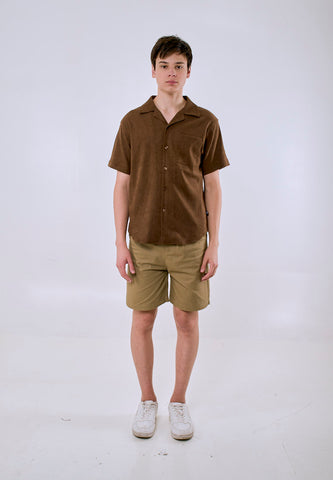 Mossimo Men's Brown Buttondown Woven ShortSleeves Comfort Fit Top