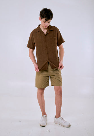 Mossimo Men's Brown Buttondown Woven ShortSleeves Comfort Fit Top