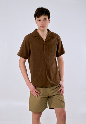 Mossimo Men's Brown Buttondown Woven ShortSleeves Comfort Fit Top