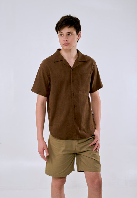 Mossimo Men's Brown Buttondown Woven ShortSleeves Comfort Fit Top