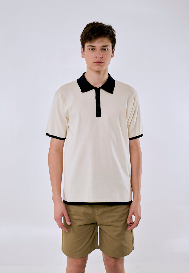Mossimo Men's Cream Black Lining Comfort Fit Polo Shirt