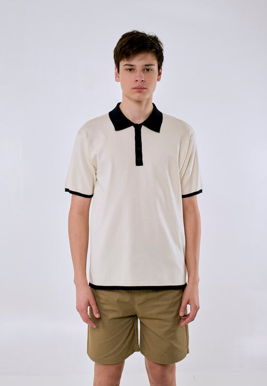 Mossimo Men's Cream Black Lining Comfort Fit Polo Shirt