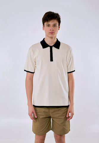 Mossimo Men's Cream Black Lining Comfort Fit Polo Shirt