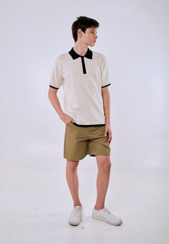 Mossimo Men's Cream Black Lining Comfort Fit Polo Shirt