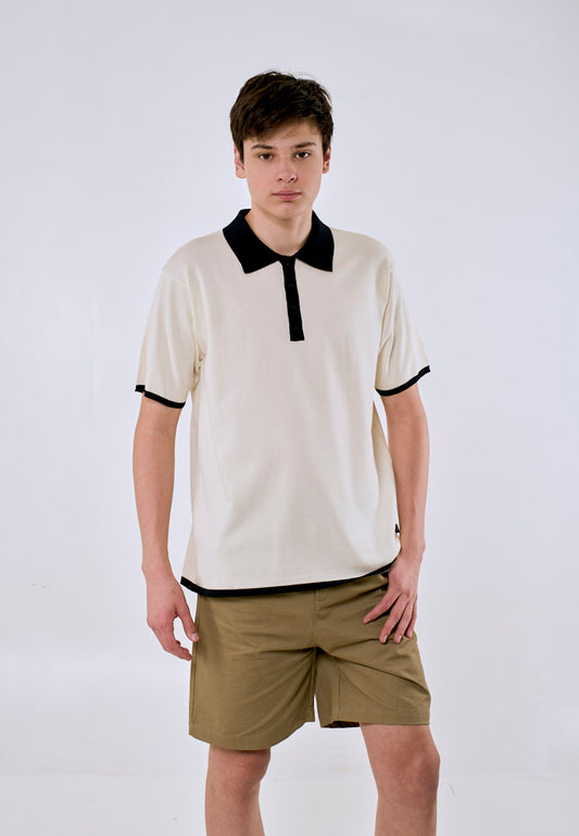 Mossimo Men's Cream Black Lining Comfort Fit Polo Shirt