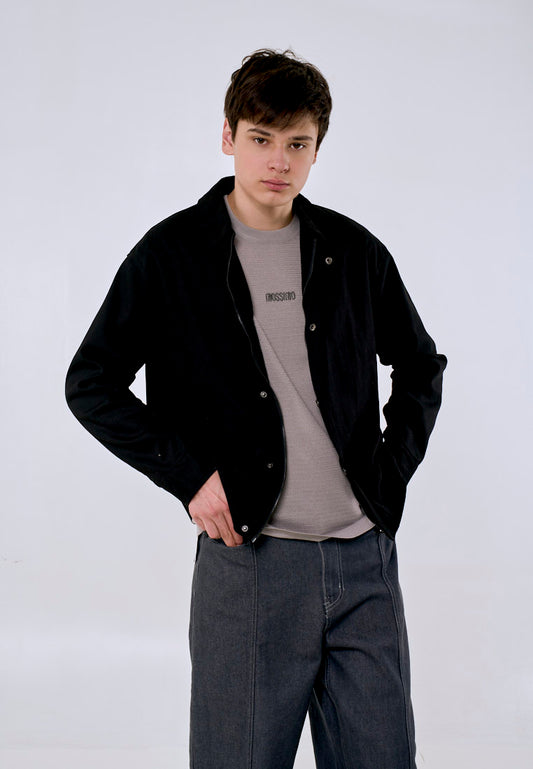 Mossimo Men's Black Patch Logo Modified Boxy Fit Jacket