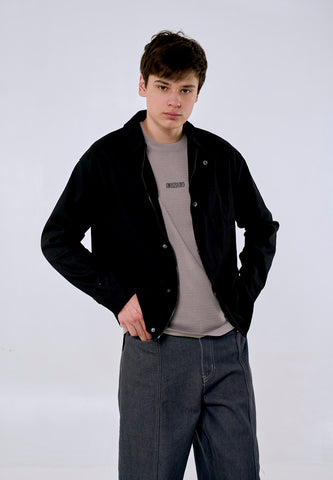 Mossimo Men's Black Patch Logo Modified Boxy Fit Jacket