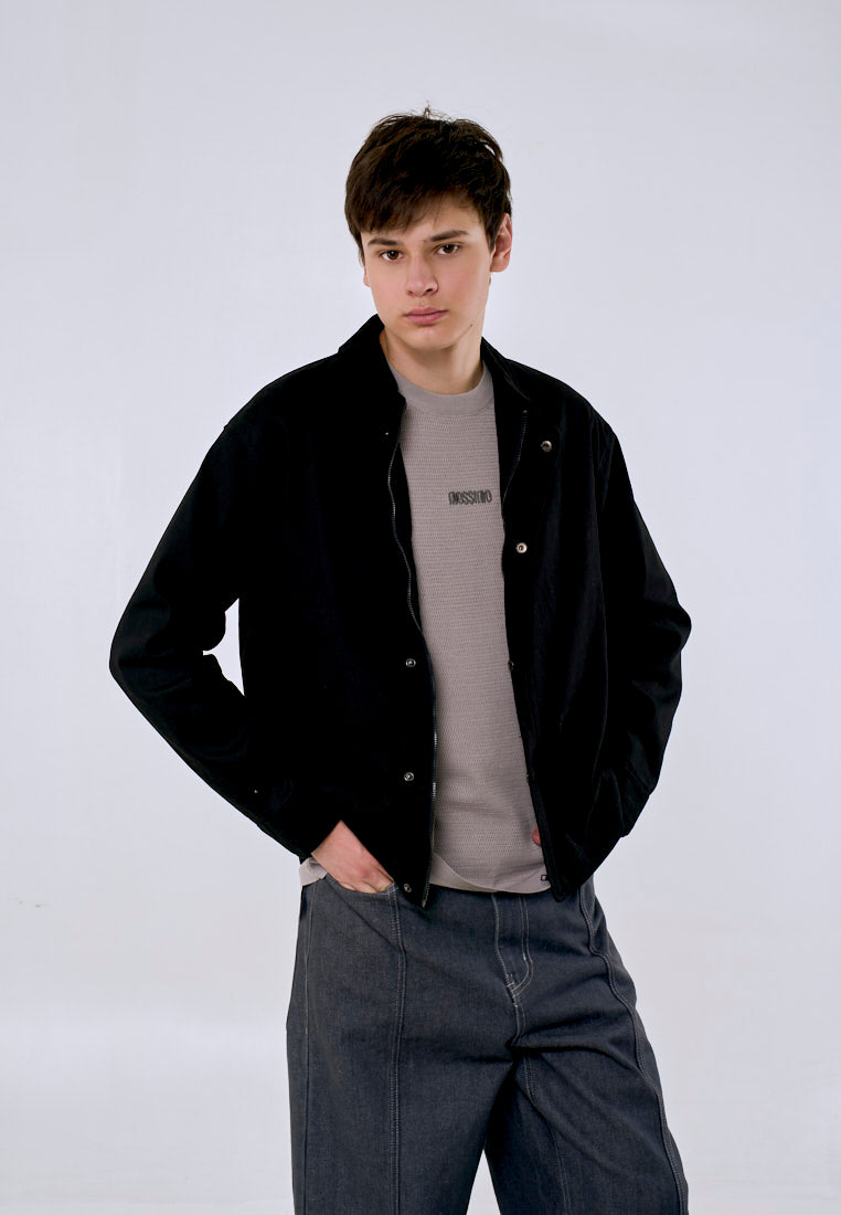 Mossimo Men's Black Patch Logo Modified Boxy Fit Jacket