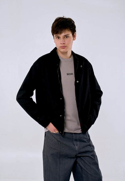 Mossimo Men's Black Patch Logo Modified Boxy Fit Jacket