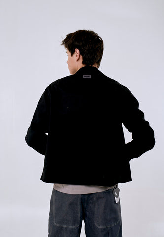 Mossimo Men's Black Patch Logo Modified Boxy Fit Jacket