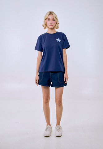 Mossimo Women's Navy Star Print Classic Fit Tee