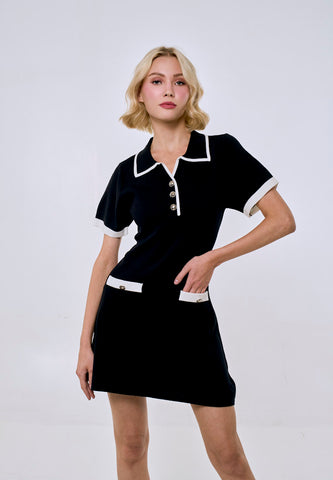 Mossimo Women's Black Knitted Contrast Mini Dress