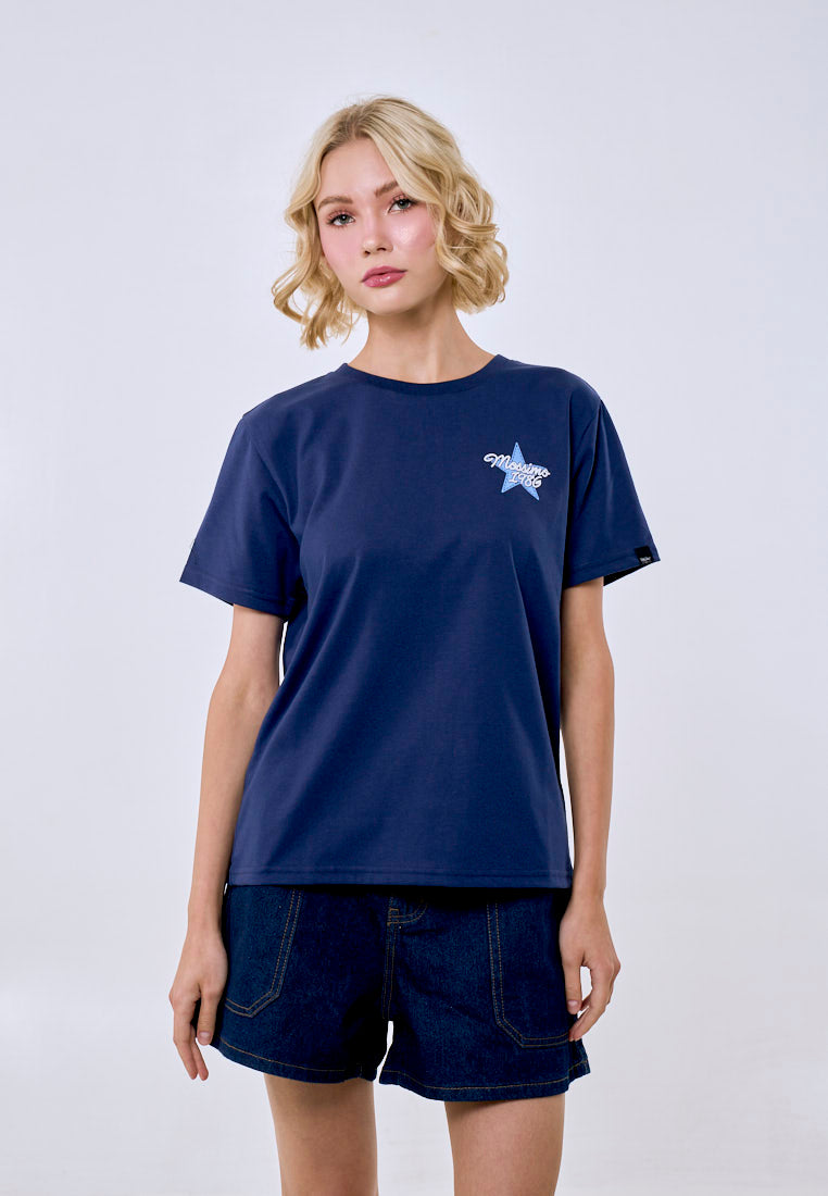 Mossimo Women's Navy Star Print Classic Fit Tee