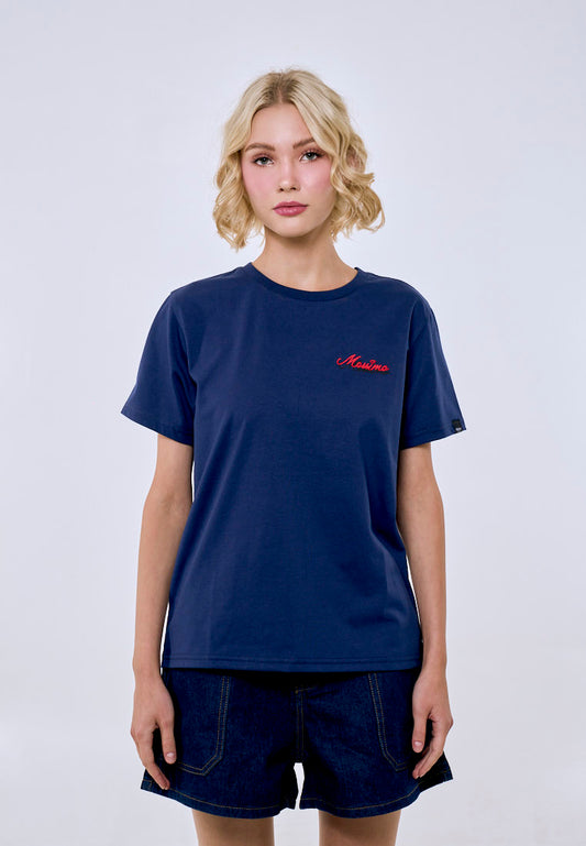 Mossimo Women's Navy Basic Embroidery Logo Classic Fit Tee