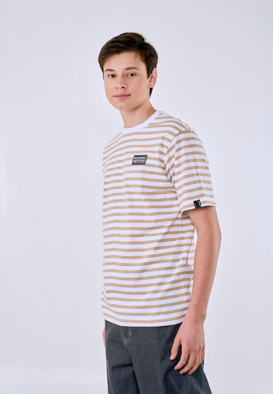 Mossimo Men's White Khaki Cropped Loose Fit Tee