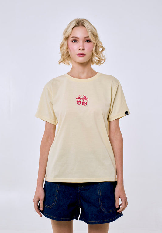 Mossimo Women's Cream Glittered Embossed Classic Fit Tee